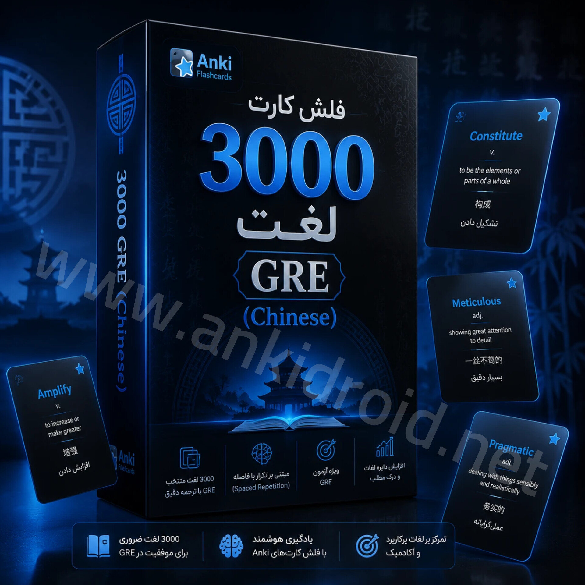 فلش کارت ۳۰۰۰ لغت GRE-Chinese 