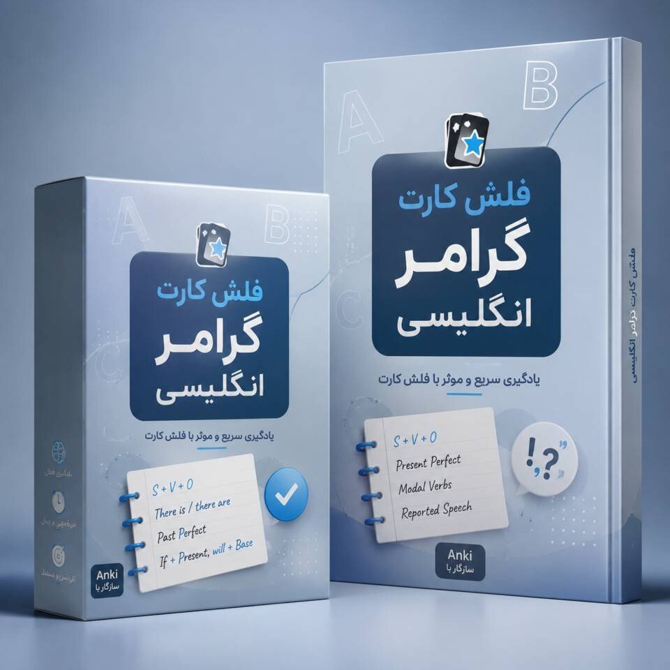 فلش‌کارت گرامر زبان انگلیسی (English → Persian + Phonetic)