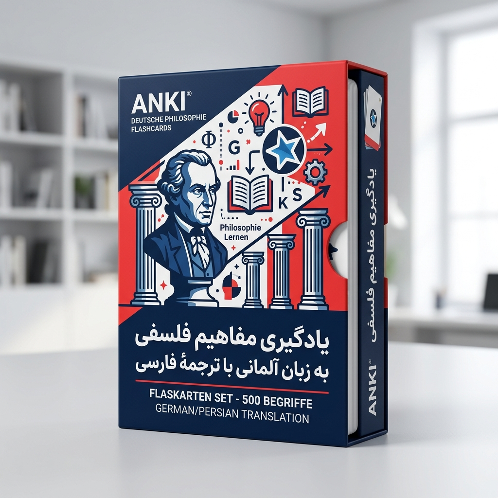 فلش کارت یادگیری مفاهیم فلسفی به زبان آلمانی با ترجمهٔ فارسی