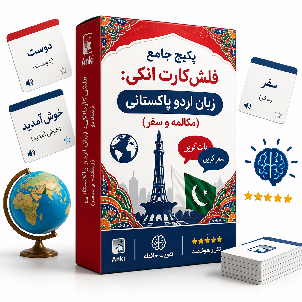 پکیج جامع فلش‌کارت انکی: زبان اردو پاکستانی (مکالمه و سفر) 